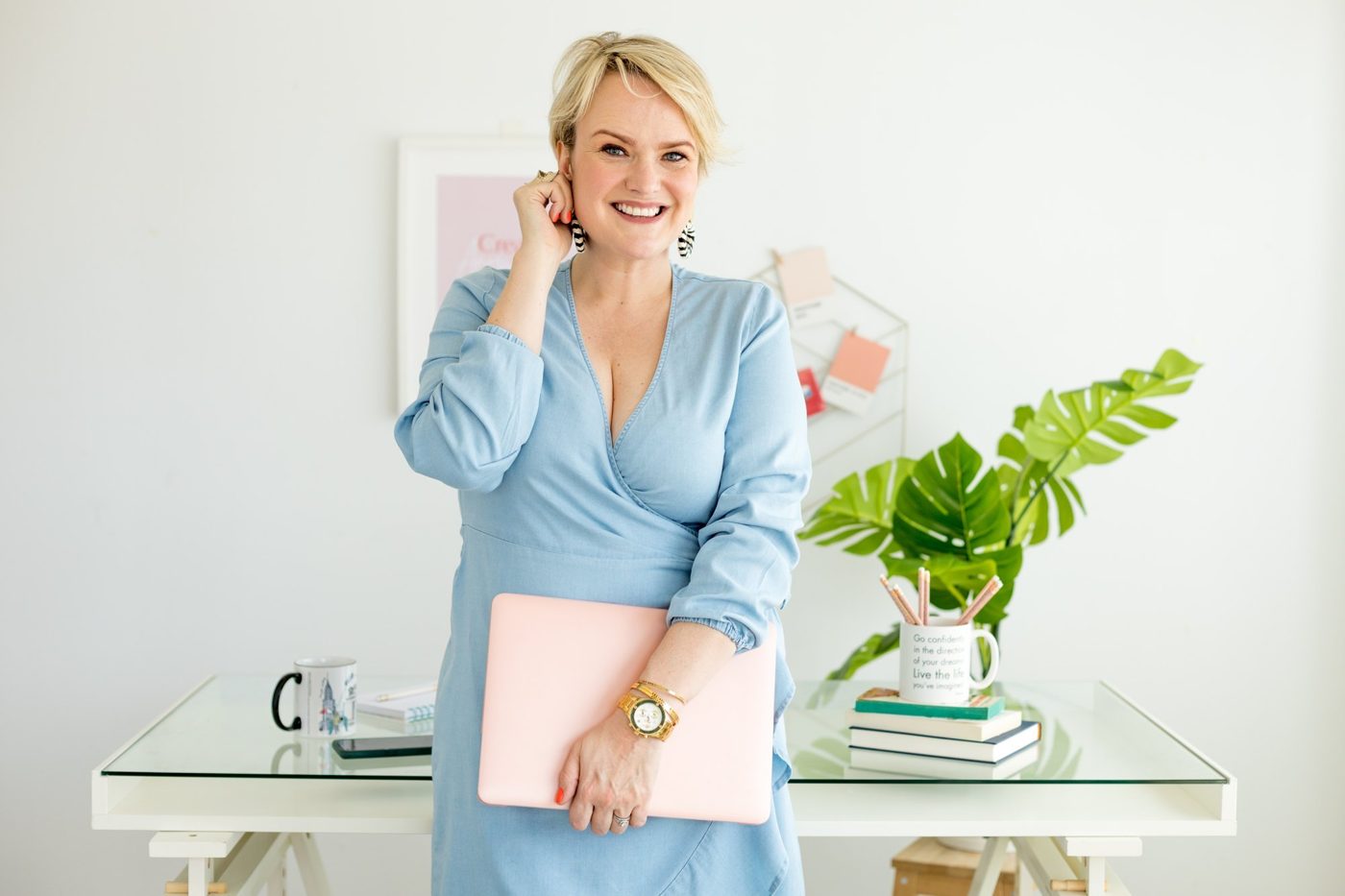 Esther Brown at her desk